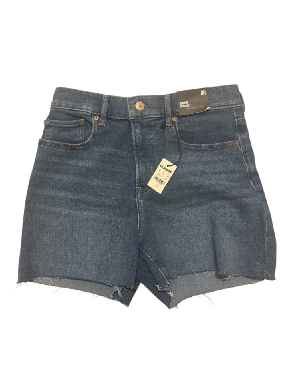NWT Express Shortie High Rise Raw Hem Denim Cutoff Shorts Size 0